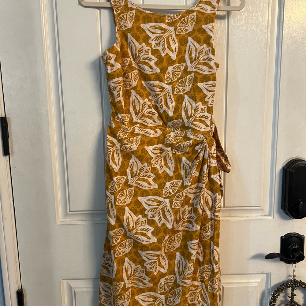Gold One Shoulder Wrap Midi Sundress